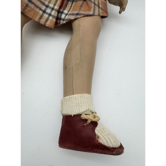 Halloween Creepy VTG Sleepy Flirty Eyes Composition Girl Doll 18 Inch Blonde - Picture 5 of 13